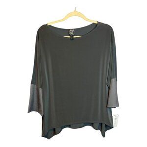 Clara Sun Woo Blouse Shirt‎ Women's Size XL Color Block Gray NEW